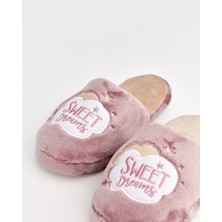 PERA - Sweet Dreams Yazılı Mor Kadın Ev Terliği