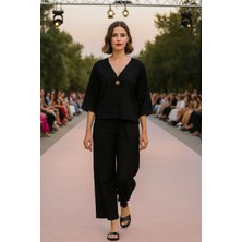 Kadın Yeni Sezon Şöni Kadife Kumaş Takım Pantolon ve Bluz