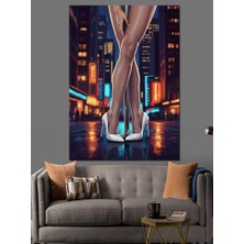 Karizma Tablo Beyaz Topuklı Ayakkabı ve Pole Dance Dekoratif Kanvas - Mdf Ahşap Tablo