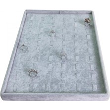 Özer Kutu Yüzük Tablası 60 Tırnaklı Gri Süet  (25X35 Cm)