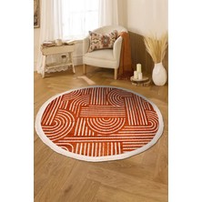 Dekozer Revna Yuvarlak Halı | Yıkanabilir, Kaymaz Taban, Modern Salon ve Mutfak Halısı