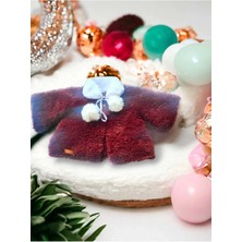 Ceritoğlu Pon Ponlu Etrofil Rabbit El Örmesi Kız 0-2 Yaş Bebek Mont Hırka Bordo & Beyaz