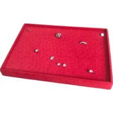 Özer Kutu Yüzük Standı-Tablası 140 Lı Batırmalı Kırmızı Süet (25X35 Cm)
