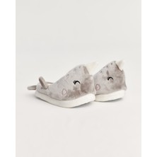 DOLPN- Yunus Balığı Figürlü Krem Kadın Ev içi Ayakkabı