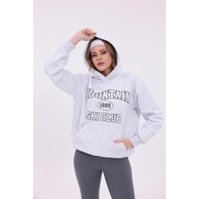 Yakamor Baskılı Oversıze Kapsonlu Sweat