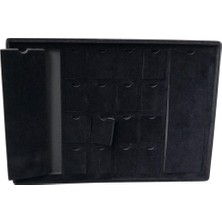 Özer Kutu Bölmeli Kolye Küpe Tablası Siyah Süet Mini 16'lı 2 Büyük Ped 18 Li ( Evalı) (25X35 Cm)Ayaklı
