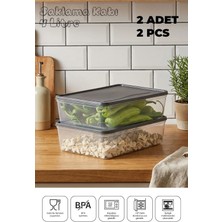 Mikrodalga ve Derin Dondurucuya Uygun Freshkeep Saklama Kabı 2'li Set - Gri