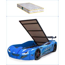 Setay Arabalı Yatak, Mercedes Rüzgarlıklı Bazalı Arabalı Yatak - Mavi + 1 Adet Comfort Yatak