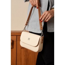 Orijinal Just Polo Günlük Kullanıma Uygun Orta Boy Kadın Omuz Çantası 4090 Krem Taba