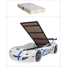 Setay Mercedes Arabalı Yatak Beyaz 90x190 cm Full Ledli Rüzgarlıklı Tasarım Dayanıklı Yapı