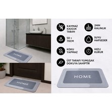 Tucera Kaymaz Tabanlı Süper Emici Paspas - Banyo Paspası 50X70 cm Gri