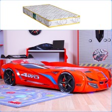 Setay Arabalı Yatak, Mercedes Rüzgarlıklı Arabalı Yatak - Kırmızı + 1 Adet Comfort Yatak