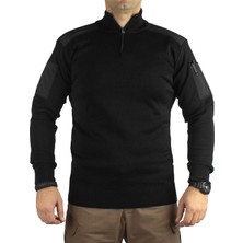 YDS ASKERİ KAZAK - YAKASI FERMUARLI -SİYAH