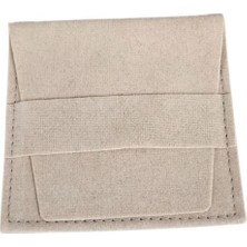 Özer Kutu Kadife (Kemerli)Süet Kese Krem 10 Adet 8x8 Boy Takı, Altın Kesesi