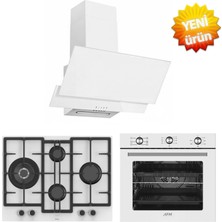 Ferre ve Afm Tech Markalı/ Magico 6+1 Turbolu Beyaz Ankastre Set (ED076-WFA Wok + FM7601 + FM3301W)