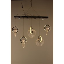 GN Gen Aydınlatma  Gümüş Yelken Tasarım 5'li Sıralı Serisi 3 Renk LED Modern Avize