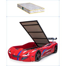 Setay Arabalı Yatak, Mercedes Rüzgarlıklı Bazalı Arabalı Yatak - Kırmızı + 1 Adet Comfort Yatak