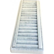 Özer Kutu Bilezik & Bileklik & Kelepçe Gri Süet Standı-Tablası ve Düzenleyici Uzun 11X34 cm