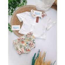 Genel Bebe Yaka Tişört&geometrik Desen Şort 2'li Tk. Ekru - 0-1 Ay