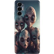 Grabono Tecno Pova 3 Kılıf (LF7N) Uyumlu Renkli Baskı Desen Esnek Silikon Ufo