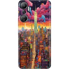 Grabono Infinix Hot 20 Kılıf (X6826C) Desenli Baskılı Esnek Silikon Kapak Retro Newyork