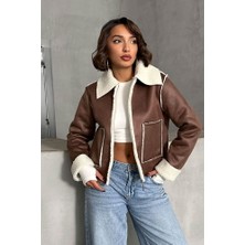 Caddebostan Moda Kadın Peluş Süet Ceket Modern Premium Luxury Trend Tasarım Mont 1856