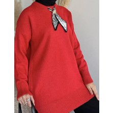 Fularlı  Triko Kazak