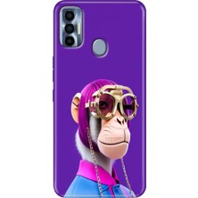 Grabono Tecno Spark 7 Pro Kılıf Renkli Silikon Monkey