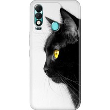 Grabono Tecno Spark 8t Kılıf Desenli Kapak Renkli Kedi Bakışı