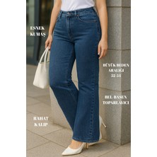 Cedy Denım - Kadın Siyah Büyük Beden Ispanyol Paça Yüksek Bel Skinny Fit Likralı Pantolon  C628