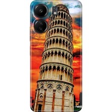 Grabono Xiaomi Redmi 13C - Poco C65 Kılıf Kılıf Renkli Esnek Silikon Temalı Desenli Tpu Pizza Kulesi