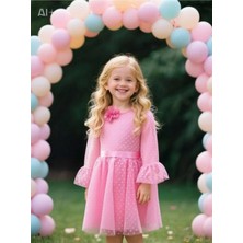 Lunas Tekstil Tokalı Puantyeli Kabarık Tüllü Elbise