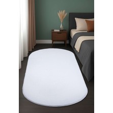 Valery Home Vl Oval Comfort Overloklu Beyaz Peluş Halı