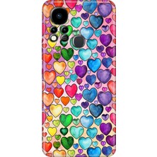 Grabono Infinix Hot 11S Uyumlu Kılıf Renkli Tpu Silikon Kalp Çizim