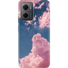 Grabono Xiaomi Redmi Note 11E Kılıf Renkli Özel Temalı Desenli Silikon Tpu Pembe Bulut
