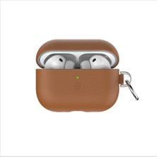 Airpods Pro 3 Uyumlu Wiwu HC-201 Parmak Izi Bırakmayan Deri Kılıf Kahverengi