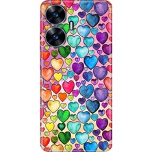 Grabono Realme C55 Kılıf Renkli Desenli Baskı Silikon Uv Kalp Çizim