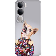 Grabono Vivo V40 Lite Kılıf Renkli Esnek Baskı Silikon Özel Temalı Desenli Donut Dog