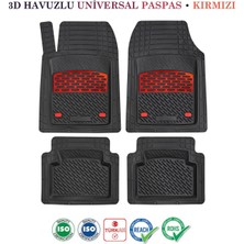 Ekolmaks Volkswagen Tiguan Allspace 2016 Sonrası Universal Kesilebilir 3D Havuzlu Vega Serisi Kırmızı Paspas