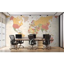 Grown Pastel Tonlarda Kıtalar Modern Dünya Haritası