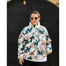 Desenli Peluş Polar Sweatshirt