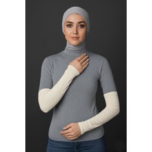 Sonbahar Moda Kadın Tesettür Penye Namaz Kolluğu Düz 1 Çift - Ekru
