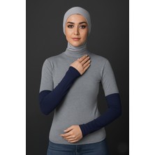 Sonbahar Moda Kadın Tesettür Penye Namaz Kolluğu Düz 1 Çift - Lacivert