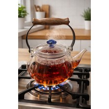 Borosilikat Cam Ahşap Detaylı Metal Sap Cam Demlik Galaksi 1000 M ( AW2024)