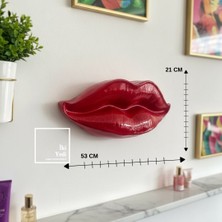 İki Yedi Konsept Sarah Kırmızı Dudak Formlu Duvar Dekoru 53 cm | Modern Pop Art Tasarım, Ev ve Mekân Aksesuarı Retro
