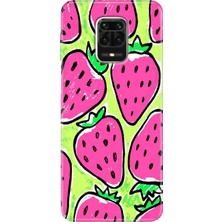 Grabono Xiaomi Redmi Note 9 Pro - 9s Kılıf Kılıf Renkli Esnek Silikon Temalı Desenli Tpu Çilek