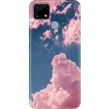 Grabono Realme C25 Kılıf Desenli Silikon Renkli Phone Case Pembe Bulut
