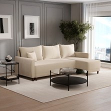 Enza Home Smart Plus Yataklı Köşe Takımı, Pati Dostu, Kadife Dokulu - Bej