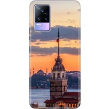 Grabono Vivo V21 Kılıf 6.44 Inc Desenli Silikon Esnek Uyumlu Kapak Kız Kulesi