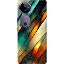 Grabono Vivo V40 Kılıf Desenli Temalı Esnek Silikon Flora Mermer